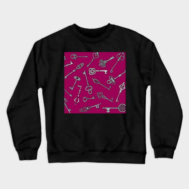 Skeleton Keys Burgundy Palette Crewneck Sweatshirt by HLeslie Design